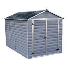 6x10 Palram Skylight Plastic Apex Shed - Grey - white background