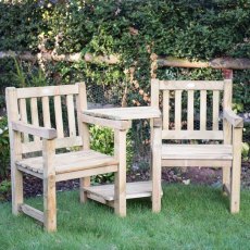 Forest Harvington Love Seat - Pressure Treated - with background