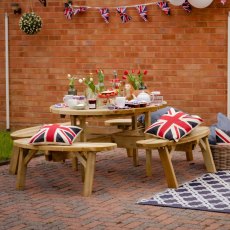 Forest Circular Picnic Table - 8 Seater - Jubilee Decorated