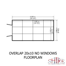 20x10 Shire Overlap Apex Workshop Shed - Double Doors - Windowless - footprint