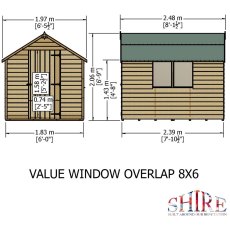 8 x 6 Shire Value Overlap Shed - dimensions