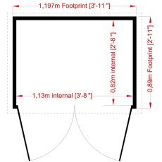 4 x 3 Shire Overlap Shed with Double Doors - pressure treated - floor plan