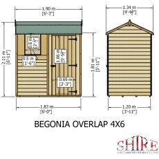 4x6 Shire Overlap Reverse Apex Shed - dimensions