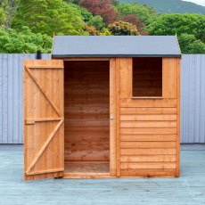 4x6 Shire Overlap Reverse Apex Shed - with door open on the left hand side