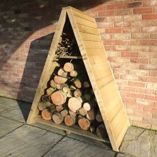 4x2 Shire Large Triangular Log Store - Pressure Treated - with logs insitu