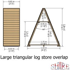 4x2 Shire Large Triangular Log Store - Pressure Treated - diagram