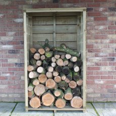 3x1.5 Shire Tall Wall Log Store - Pressure Treated - with background and front elevation