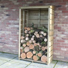 3x1.5 Shire Tall Wall Log Store - Pressure Treated - with background and angled