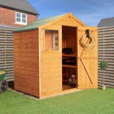 4 x 6 Mercia Shiplap Apex Shed - in situ - angle view