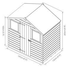 4 x 6 Mercia Shiplap Apex Shed - dimensions