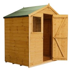 4 x 6 Mercia Shiplap Apex Shed - white background- angle view - doors open
