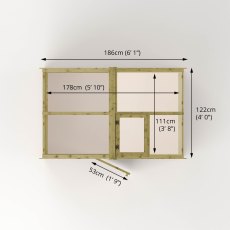 Mercia Traditional Wooden Greenhouse 4x6 floor plan with base measurements