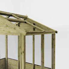 Mercia wooden greenhouse roof frame detail with glazing bars and timber construction