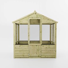 “Mercia Traditional Wooden Greenhouse 4x6 with glazed panels and timber frame front view