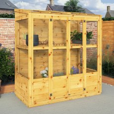 6 x 3 Mercia Traditional Tall Wall Greenhouse - in situ, doors closed