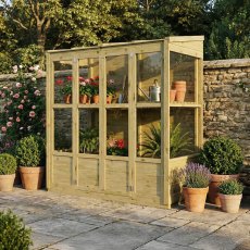 6x3 Mercia Traditional Tall Wall Greenhouse - in situ, angle view