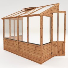 8 x 4 Mercia Evesham Lean-to Greenhouse - isolated, side view with door open