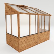8 x 4 Mercia Evesham Lean-to Greenhouse - isolated, with roof vent open