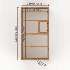 8 x 4 Mercia Evesham Lean-to Greenhouse - plan diagram