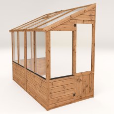8 x 4 Mercia Evesham Lean-to Greenhouse - isolated, angled view