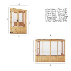 8x4 Mercia Premium Lean-to Greenhouse - specification