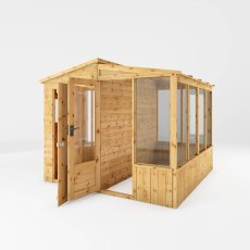 8 X 8 (2.49m X 2.53m) Mercia Premium Greenhouse And Shed Combi - isolated angle view