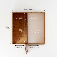 8 X 8 (2.49m X 2.53m) Mercia Premium Greenhouse And Shed Combi - footprint
