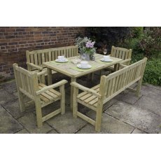 Forest Rosedene Chair - Pressure Treated - dressed for dinner with matching table and chairs