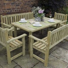 Forest Rosedene 5ft Table - Pressure Treated - dressed for dinner with matching table and chairs - c