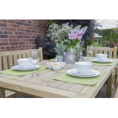 Forest Rosedene 5ft Table- Pressure Treated - close up of table set for dinner