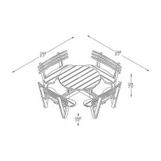 Forest Circular Picnic Table with Seat Backs - 8 Seater - dimensions