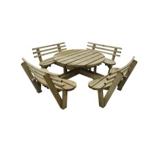 Forest Circular Picnic Table with Seat Backs - 8 Seater - isolated view