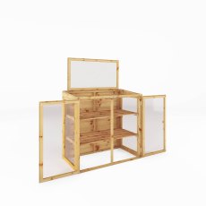 4 x 2 Mercia Mini Greenhouse - white background, doors open