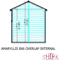 8x6 Shire Amaryllis Overlap Apex Shed with Single Door - Internal Dimensions