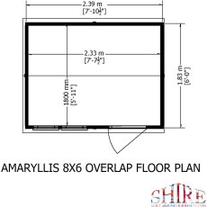 8x6 Shire Amaryllis Overlap Apex Shed with Single Door - floor plan