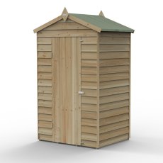 4 x 3 Forest 4Life Overlap Windowless Apex Wooden Shed - isolated with door closed