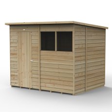 8 x 6 Forest 4Life Overlap Pent Wooden Shed - isolated with door closed