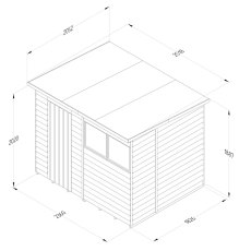 8 x 6 Forest 4Life Overlap Pent Wooden Shed - external dimensions