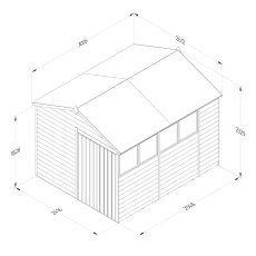 10 x 8 Forest 4Life Overlap Apex Wooden Shed with Double Doors - external dimensions