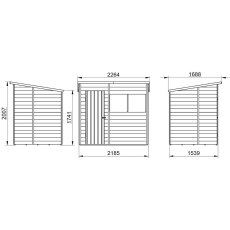 7 x 5 Forest 4Life Overlap Pent Wooden Shed - external dimensions