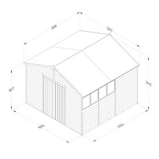 10 x 10 Forest 4Life Overlap Apex Wooden Shed with Double Doors - external dimensions