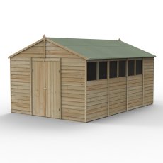 10 x 15 Forest 4Life Overlap Apex Wooden Shed with Double Doors - isolated with doors closed