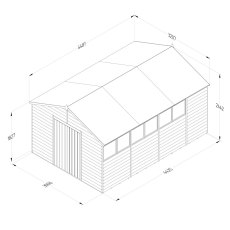 10 x 15 Forest 4Life Overlap Apex Wooden Shed with Double Doors - external dimensions