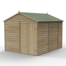 10 x 8 Forest 4Life Overlap Windowless Apex Wooden Shed with Double Doors - isolated with doors closed