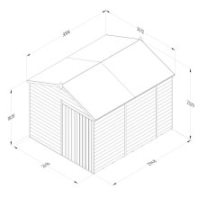 10 x 8 Forest 4Life Overlap Windowless Apex Wooden Shed with Double Doors - external dimensions