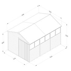 12 x 8 Forest 4Life Overlap Apex Wooden Shed with Double Doors - external dimensions