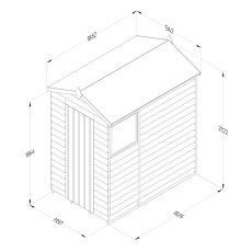 6 x 4 Forest 4Life Overlap Apex Wooden Shed - external dimensions