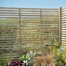 5ft High Forest Slatted Fence Panel  - Pressure Treated - insitu with background