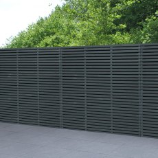 6ft High Forest Contemporary Double-Sided Slatted Fence Panel - Anthracite Grey - insitu