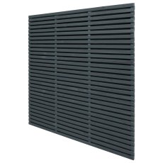 6ft High Forest Contemporary Double-Sided Slatted Fence Panel - Anthracite Grey - isolated angled vi